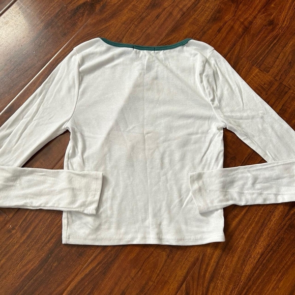 Forever 21 White Tee with Green Trim - Picture 3 of 3